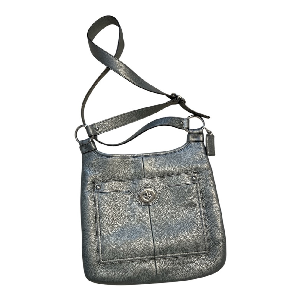 Coach Metallic Silver Penelope Pebbled Leather Crossbody Bag F16533 Y2K Designer